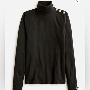 J. Crew Vintage Rib Turtleneck with Gold Buttons